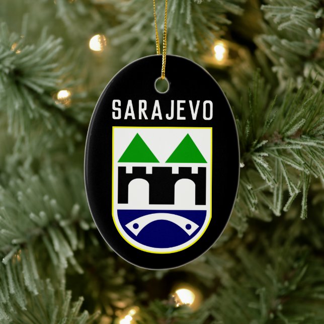 Décoration En Céramique Armoiries de Sarajevo, Bosnie-Herzégovine (Arbre)