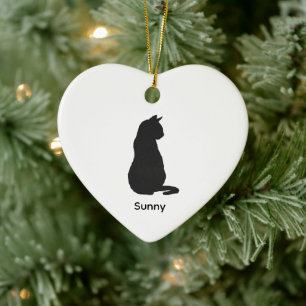 Décoration En Céramique Art de Noël en silhouette de chat noir personnalis