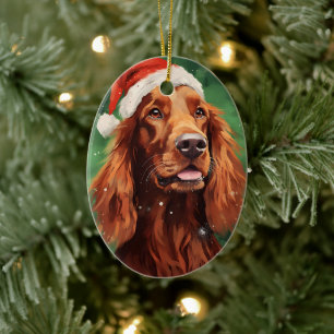 Décoration En Céramique Art de peinture à la brosse de Noël Setter irlanda