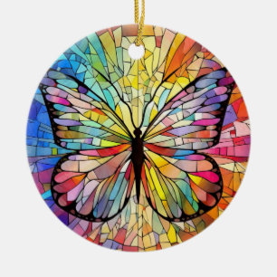 Décoration En Céramique Art de verre coloré, papillon arc-en-ciel en verre