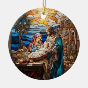 Décoration En Céramique Art de vitrail de la Nativité, Naissance du Sauveu