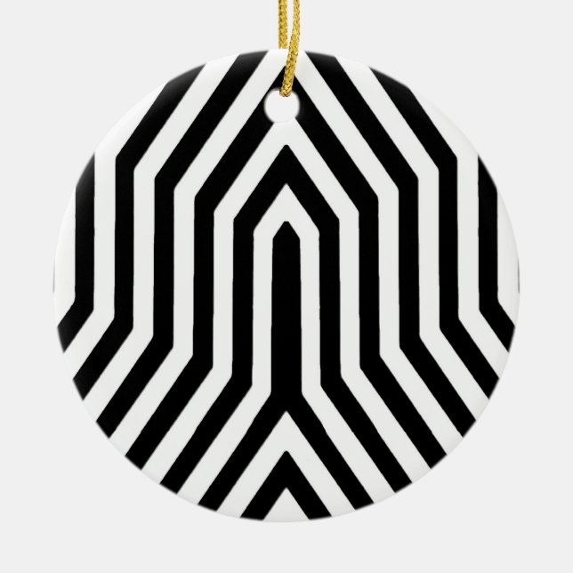 Décoration En Céramique Art Déco géométrique - noir et blanc (Devant)