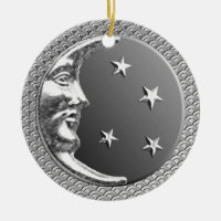 Art Déco Lune et étoiles en Hématte et Argent