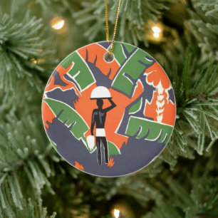 Décoration En Céramique Art Déco Vintage Voyage, Autochtone dans la Jungle