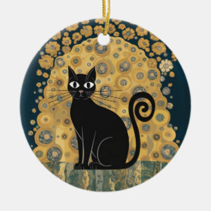 Décoration En Céramique Art décoratif de chat noir dans le style de Gustav