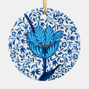 Décoration En Céramique Art Nouveau Tulip Damask, Cobalt Blue