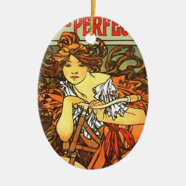 Décoration En Céramique Art Nouveau Vélo Mucha Art (Devant)