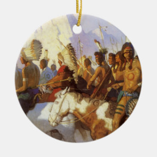 Décoration En Céramique Art occidental vintage, Parti de guerre indien par
