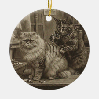 Décoration En Céramique Artiste de tatouage de chat sépia vintage – Victor