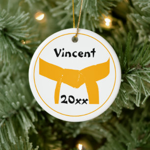 Décoration En Céramique Arts martiaux Orange Belt