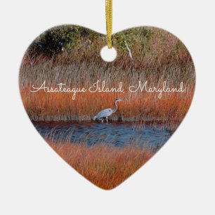 Décoration En Céramique Assateague Heron Ornament