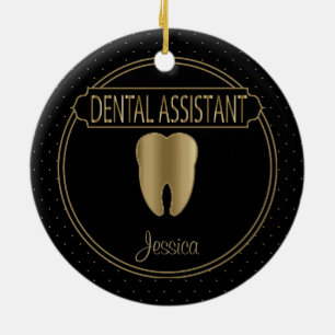 Décoration En Céramique Assistant 🦷 dentaire - Noir et Or
