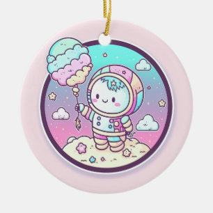 Décoration En Céramique Astronaut mignon avec balon de crème glacée sur la