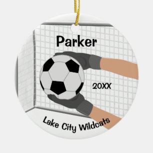 Décoration En Céramique Athlète Soccer Goalie Ornament