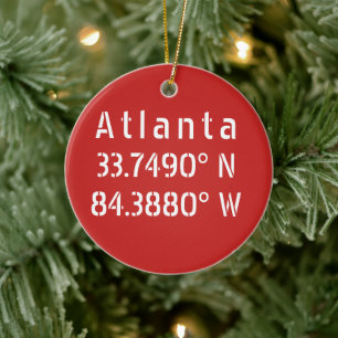 Décoration En Céramique Atlanta Latitude Longitude Rouge
