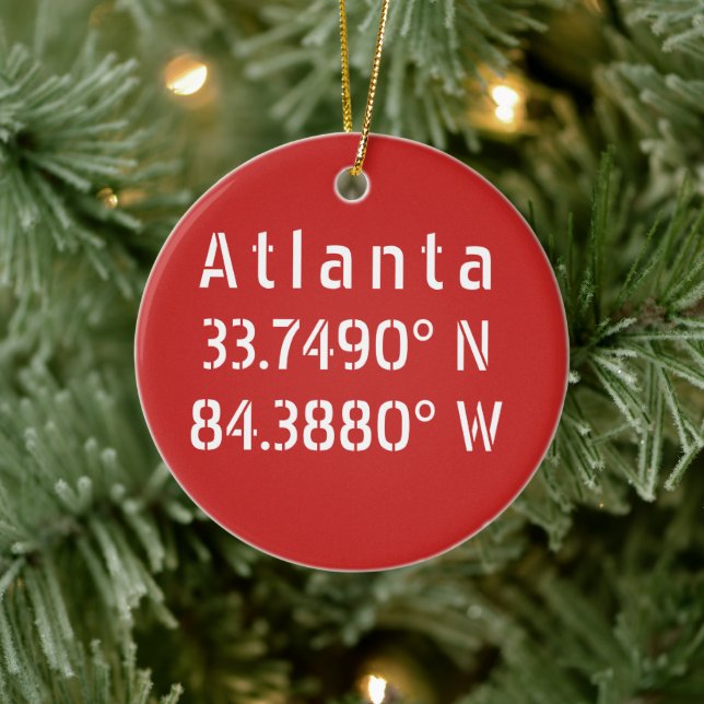 Décoration En Céramique Atlanta Latitude Longitude Rouge (Arbre)