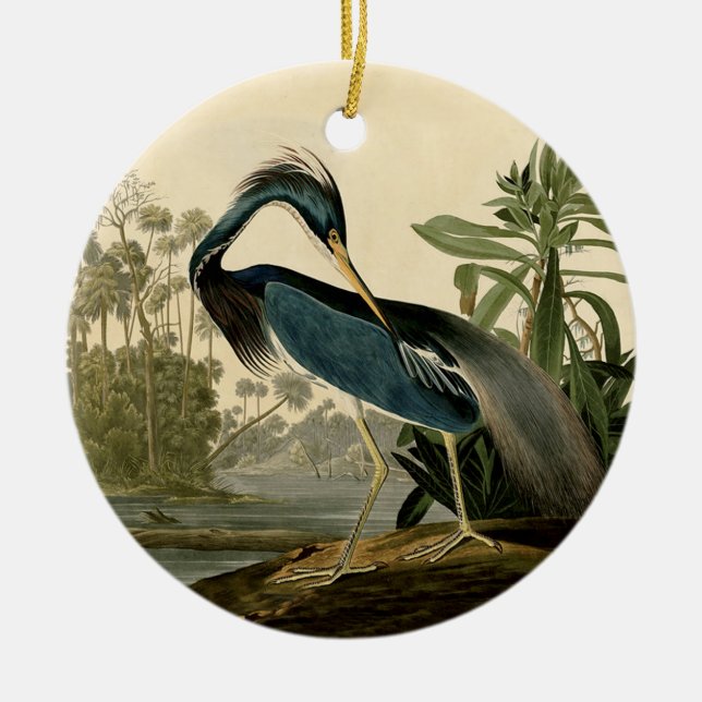 Décoration En Céramique Audubon Louisiana Heron Birds America Art (Devant)