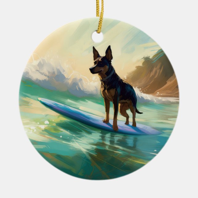 Décoration En Céramique Australian Kelpie Beach Surf Paining (Devant)