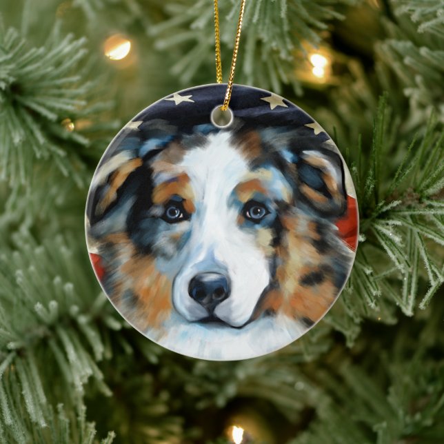 DÉCORATION EN CÉRAMIQUE AUSTRALIAN SHEPHERD (Arbre)