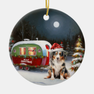 Décoration En Céramique Australian Shepherd Caravan Christmas Adventure