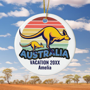 Décoration En Céramique Australie Voyage Kangaroo Sunset Souvenir Noël