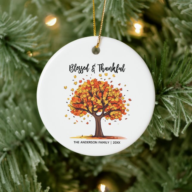 Décoration En Céramique Autumn Fall Tree Happy Thanksgiving Blessed (Arbre)