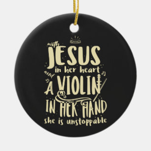 Décoration En Céramique Avec Jésus dans son coeur Un Violon dans sa main