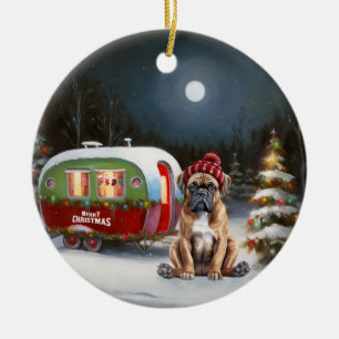 Décoration En Céramique Aventure de Noël en caravane Boxer d'hiver