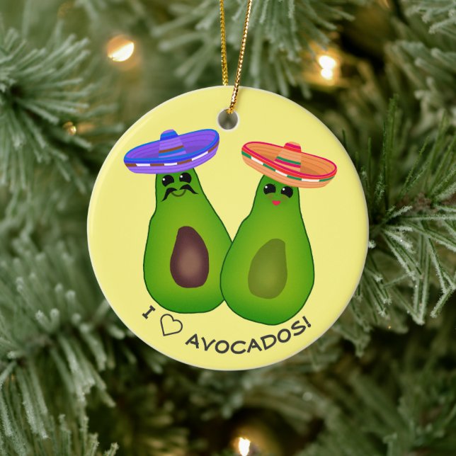 Décoration En Céramique Avocado Couple w Sombreros (Arbre)