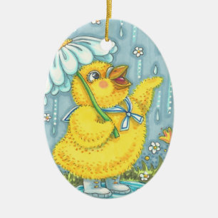 Décoration En Céramique AVRIL DOUCHES BÉBÉ POULET PRINTEMPS ORNAMENT Oval