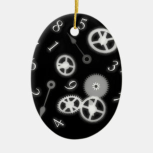 Décoration En Céramique B&W Steampunk Horloge Pièces et numéros