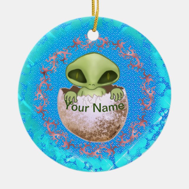 Décoration En Céramique Baby Alien nom personnalisé Ornament (Devant)
