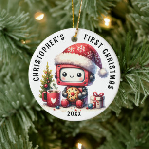 Décoration En Céramique Baby Boy Personnalisé First Christmas mignon Robot