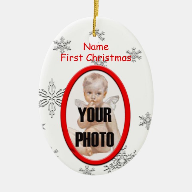 Décoration En Céramique Baby First Christmas Photo Frame Ornament (Devant)
