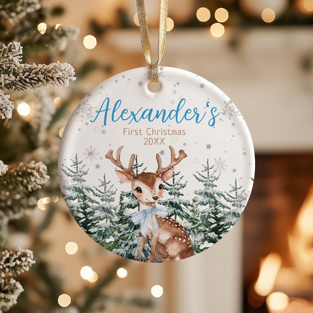 Décoration En Céramique Baby’s First Christmas Woodland Reindeer (Créateur téléchargé)