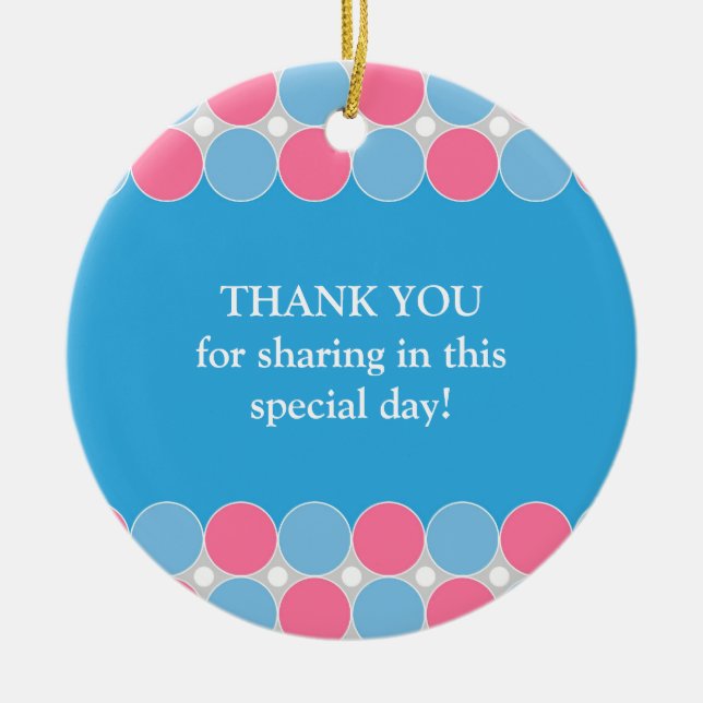 Décoration En Céramique Baby shower Bleu & Rose Favoriser Ornament (Devant)