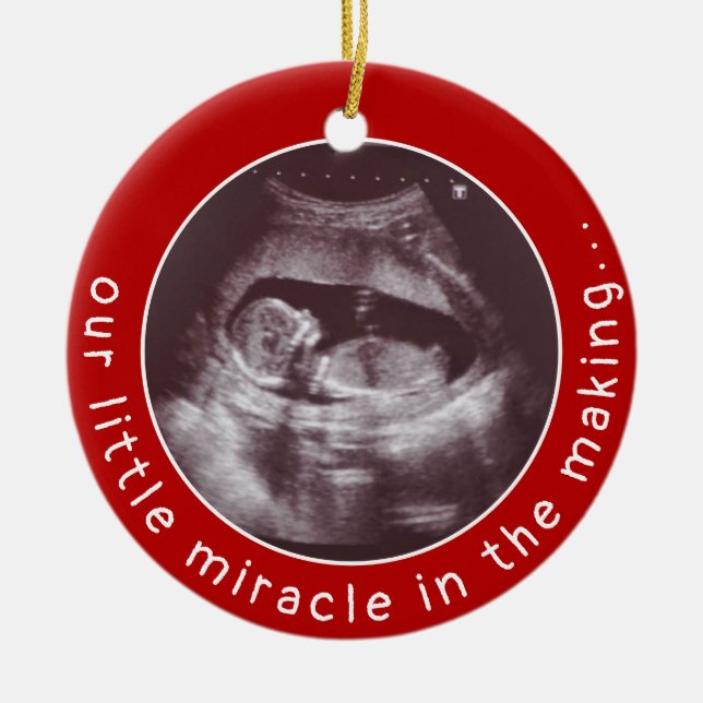 Décoration En Céramique Baby Ultrasound Photo Red Miracle Christmas (Devant)