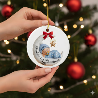 Décoration En Céramique Baby's 1st Christmas 2025 Ornament | Sleeping Moon