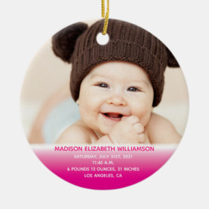 Décoration En Céramique Baby's 1st Christmas Pink Photo Ceramic Ornament