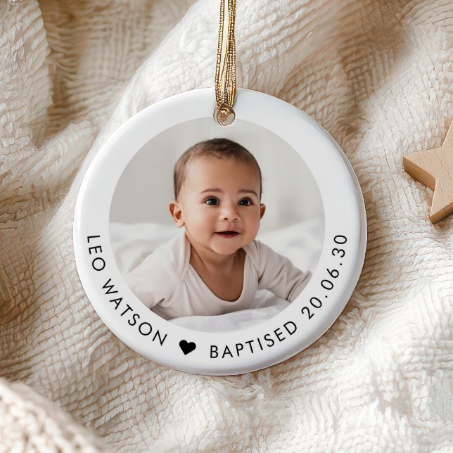 Décoration En Céramique Baby's Baptism Photo Keepsake (Zazzle Baby's Baptism Photo Keepsake Ceramic Ornament)