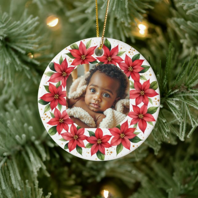 Décoration En Céramique Baby's First Christmas 2025 Poinsettia Wreath  (Arbre)