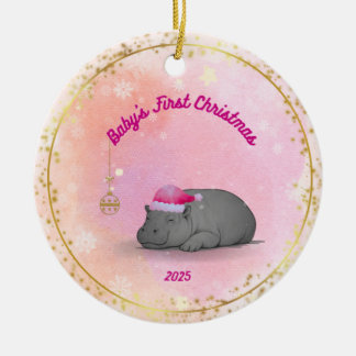 Décoration En Céramique Baby's First Christmas - Porcelain Hippo Ornament