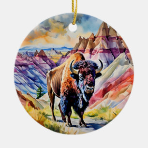 Décoration En Céramique Badlands National Park South Dakota Watercolor