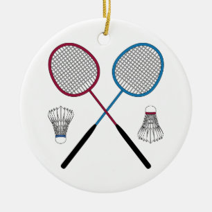 Décoration En Céramique Badminton Rackets Birdies Shuttlecocks