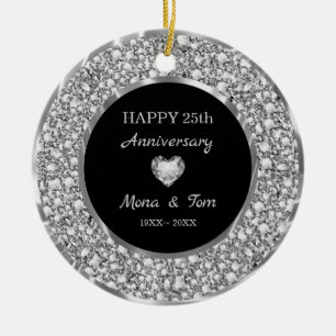 Décoration En Céramique Bague Et Coeur En Diamants D'Argent