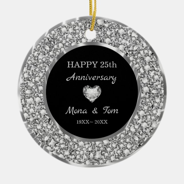 Décoration En Céramique Bague Et Coeur En Diamants D'Argent (Devant)