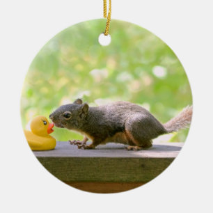 Décoration En Céramique Baisers en caoutchouc mignons et d'écureuil