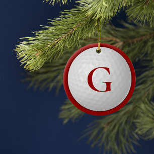 Décoration En Céramique Bal de golf de Noël Red Monogram