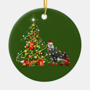 Décoration En Céramique BALD EAGLE With Hat Scaft Christmas