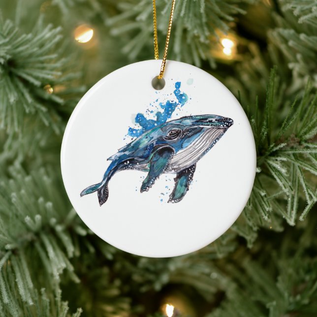 Décoration En Céramique Baleine à bosse bleue (Arbre)